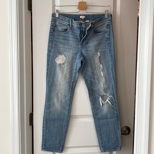 JCrew distressed slim med to light wash jeans straight taper